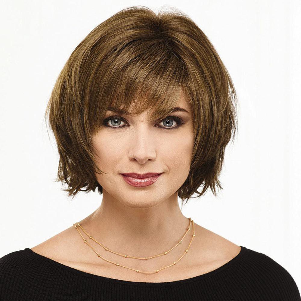 Short Layered Hairstyle Women's White Blonde Natural Straight Synthetic  Hair Wig | eBay